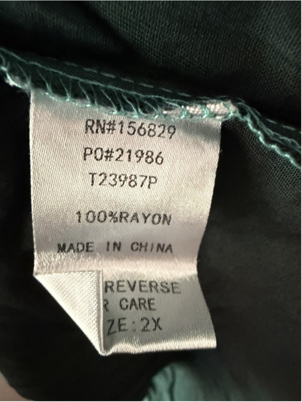 White Birch 2X Black Teal Tie Dye Rayon Collared V-Neck Tunic Blouse - Picture 4 of 4